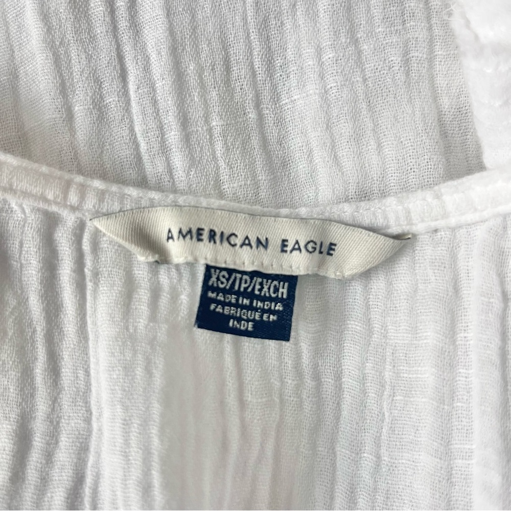 American Eagle White Flutter Sleeve Button Down G… - image 3